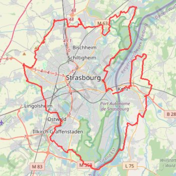 Itinéraire Piste des Forts Strasbourg, distance, dénivelé, altitude, carte, profil, trace GPS
