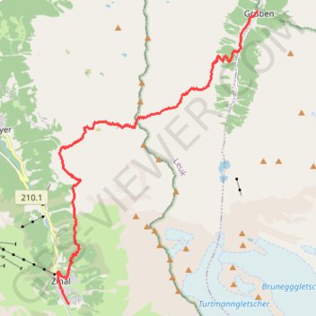 Itinéraire Vendredi Gruben, distance, dénivelé, altitude, carte, profil, trace GPS