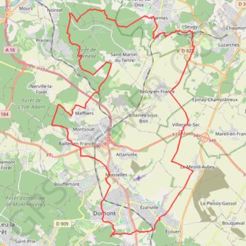 Itinéraire La Domontoise, distance, dénivelé, altitude, carte, profil, trace GPS