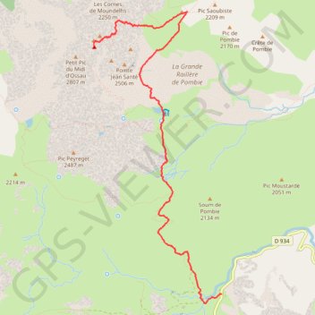 Itinéraire ossau, distance, dénivelé, altitude, carte, profil, trace GPS