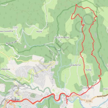 Itinéraire La Jaubernie - Privas, distance, dénivelé, altitude, carte, profil, trace GPS