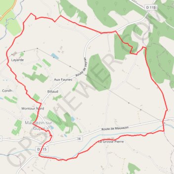 Itinéraire Mauvezin, entre Gupie et Caubon - Pays Val de Garonne - Gascogne, distance, dénivelé, altitude, carte, profil, trace GPS