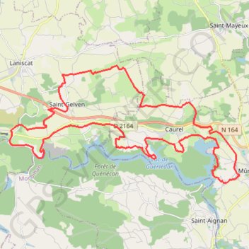 Itinéraire Guerlédan Course à pied, distance, dénivelé, altitude, carte, profil, trace GPS
