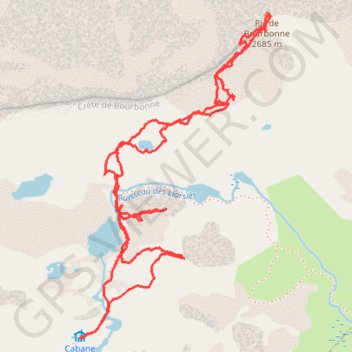 Itinéraire De la cabane des Llassiès au pic de Bourbonne, distance, dénivelé, altitude, carte, profil, trace GPS