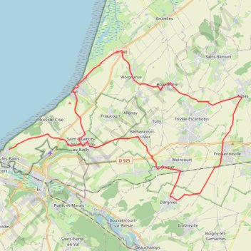 Itinéraire Falaises et bocage - Mers-les-Bains - Friville-Escarbotin, distance, dénivelé, altitude, carte, profil, trace GPS