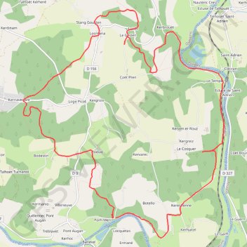 Itinéraire Pont-Augan - Quistinic, distance, dénivelé, altitude, carte, profil, trace GPS
