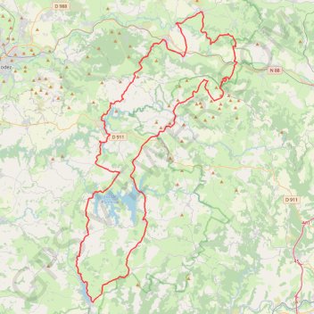 Itinéraire Circuit des 4 lacs du Lévézou - Séverac-l'Église, distance, dénivelé, altitude, carte, profil, trace GPS