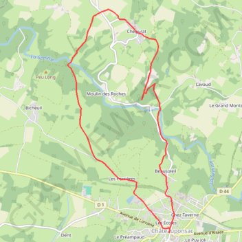 Itinéraire Le sentier de Chênepierre - Châteauponsac, distance, dénivelé, altitude, carte, profil, trace GPS