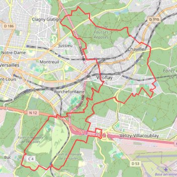 Itinéraire Les 3 Forêts : Meudon, Fausses-Reposes et Versailles, distance, dénivelé, altitude, carte, profil, trace GPS