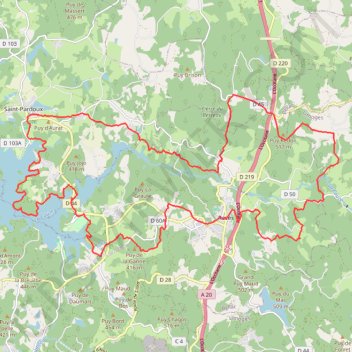 Itinéraire Saint Pardoux 34 kms, distance, dénivelé, altitude, carte, profil, trace GPS