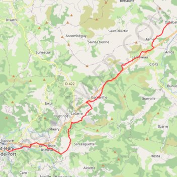 Itinéraire Ostabat-Asme-Saint-Jean-Pied-de-Port, distance, dénivelé, altitude, carte, profil, trace GPS