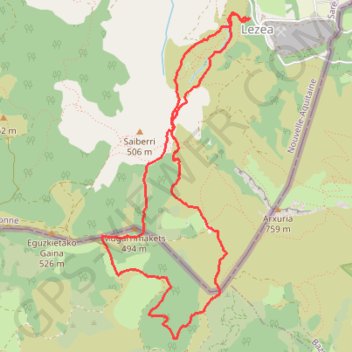 Itinéraire Le circuit des Trois Bornes depuis les Grottes de Sare, distance, dénivelé, altitude, carte, profil, trace GPS
