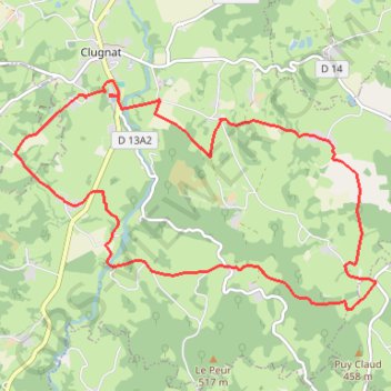 Itinéraire Circuit des Chavailles Clugnat 15.3km, distance, dénivelé, altitude, carte, profil, trace GPS