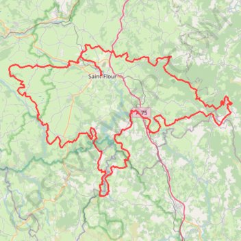 Itinéraire Tour du Pays de Saint Flour (Cantal, Haute-Loire et Lozère), distance, dénivelé, altitude, carte, profil, trace GPS