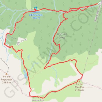 Itinéraire Pic de Pioulou (09), distance, dénivelé, altitude, carte, profil, trace GPS
