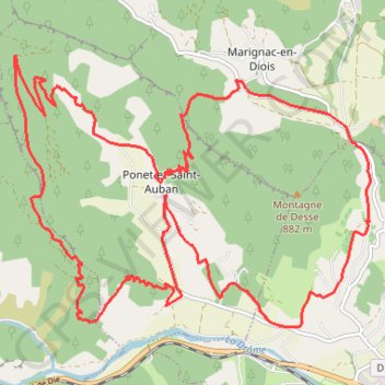 Itinéraire Ponet Saint Auban (Drôme), distance, dénivelé, altitude, carte, profil, trace GPS