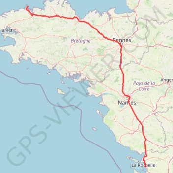 Itinéraire TT22 Jo12 V10/06 : Roscoff à Chatelaillon, distance, dénivelé, altitude, carte, profil, trace GPS