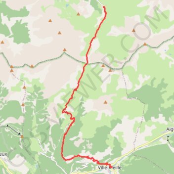 Itinéraire GR58 - Les Fonds-Ville Vieille par col de Péas, distance, dénivelé, altitude, carte, profil, trace GPS