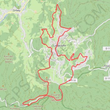 Itinéraire Tour de Labaroche, distance, dénivelé, altitude, carte, profil, trace GPS