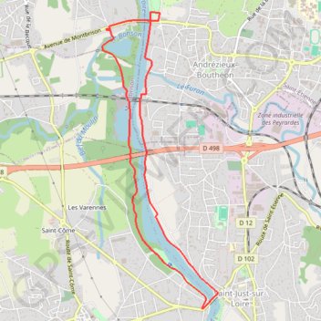 Itinéraire Du Barrage de Villerest au Barrage de Grangent en 10 boucles - Pont d'Andrézieux - Pont de Saint-Just-Saint-Rambert, distance, dénivelé, altitude, carte, profil, trace GPS
