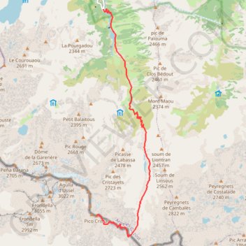 Itinéraire pic gavizo cristail 2890m, distance, dénivelé, altitude, carte, profil, trace GPS