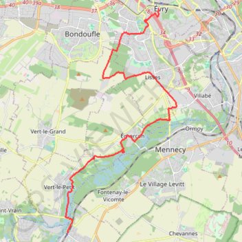 Itinéraire D'Evry a Ballancourt, distance, dénivelé, altitude, carte, profil, trace GPS