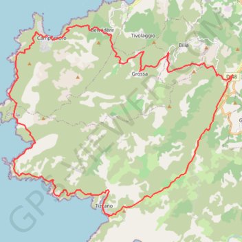 Itinéraire Campomoro - Tizzano - Sartène, distance, dénivelé, altitude, carte, profil, trace GPS