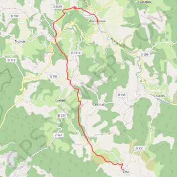 Itinéraire Bourdeaux - Vesc, distance, dénivelé, altitude, carte, profil, trace GPS