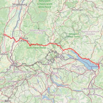 Itinéraire Colmar - Bregenz, distance, dénivelé, altitude, carte, profil, trace GPS