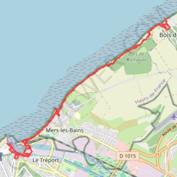 Itinéraire Du bois de Cise au Tréport, distance, dénivelé, altitude, carte, profil, trace GPS