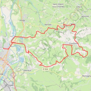 Itinéraire Virée autour de Coutouvre - Roanne, distance, dénivelé, altitude, carte, profil, trace GPS