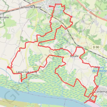 Itinéraire Savenay-Cordemais-Lavau, distance, dénivelé, altitude, carte, profil, trace GPS