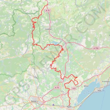 Itinéraire Le Caylar à Agde, distance, dénivelé, altitude, carte, profil, trace GPS