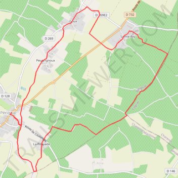 Itinéraire Circuit VTC N°5 - "Les coteaux - Pérignac", distance, dénivelé, altitude, carte, profil, trace GPS