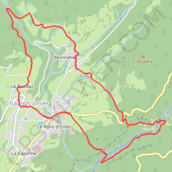 Itinéraire Pont du Dragon sur la Valserine, distance, dénivelé, altitude, carte, profil, trace GPS