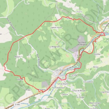 Itinéraire Sauveterre, à la découverte du musée de la préhistoire - Pays de la vallée du Lot, distance, dénivelé, altitude, carte, profil, trace GPS