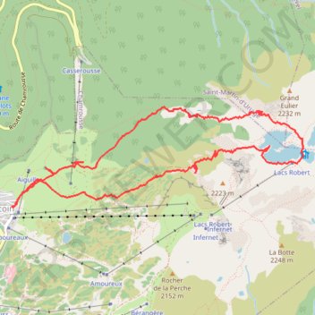 Itinéraire Lacs Robert, distance, dénivelé, altitude, carte, profil, trace GPS