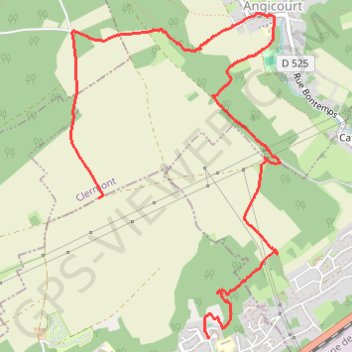 Itinéraire Villers Angicourt, distance, dénivelé, altitude, carte, profil, trace GPS