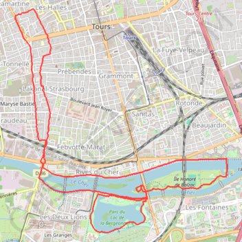Itinéraire Tours-Rives du Cher-Lac, distance, dénivelé, altitude, carte, profil, trace GPS