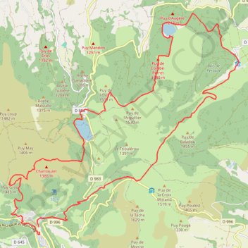 Itinéraire Lac de Guéry, distance, dénivelé, altitude, carte, profil, trace GPS