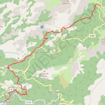 Itinéraire Mare a Mare Nord - De Verghju à Marignana, distance, dénivelé, altitude, carte, profil, trace GPS