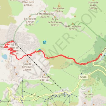 Itinéraire PIC DU MIDI, distance, dénivelé, altitude, carte, profil, trace GPS