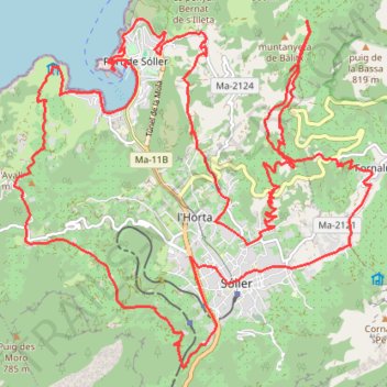 Itinéraire Soller-Muleta-Port-Balitx, distance, dénivelé, altitude, carte, profil, trace GPS