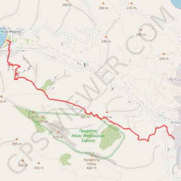 Itinéraire Apollonia to Kamares, distance, dénivelé, altitude, carte, profil, trace GPS