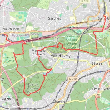 Itinéraire De Saint Cloud à Vaucresson, distance, dénivelé, altitude, carte, profil, trace GPS