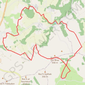 Itinéraire Monts d'Arrée, Le Relec, distance, dénivelé, altitude, carte, profil, trace GPS
