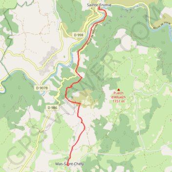 Itinéraire Mas Saint-Chély Sainte-Enimie, distance, dénivelé, altitude, carte, profil, trace GPS