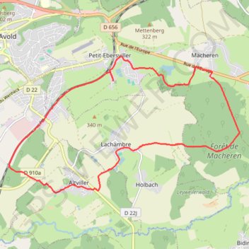 Itinéraire Une boucle au départ du cimetière de Petit Ebersviller, distance, dénivelé, altitude, carte, profil, trace GPS