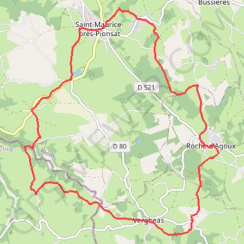 Itinéraire Roche d'Agoux par Vergheas, distance, dénivelé, altitude, carte, profil, trace GPS