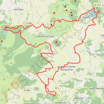 Itinéraire Lac d'Aydat - Lac de Servières - Beaune-le-Froid, distance, dénivelé, altitude, carte, profil, trace GPS